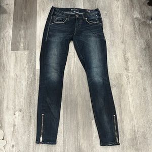 Silver Aiko Mid Skinny Jeans. Size W28/L31
